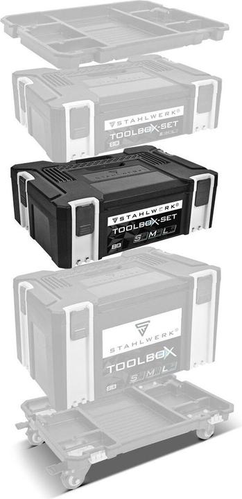 Actual product image Stahlwerk Toolbox size M 443 x 310 x 151 mm stackable system box with carrying handle (1 pieces)