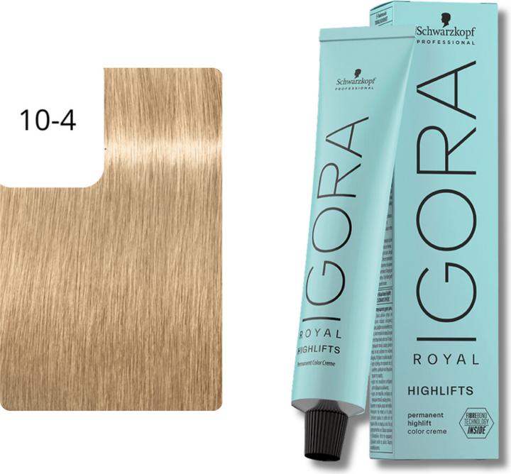 Actual product image Schwarzkopf Igora Royal Highlifts 10-4 Ultra Blonde Beige 60 ml (10-4 Highlifts Ultrablond Beige)