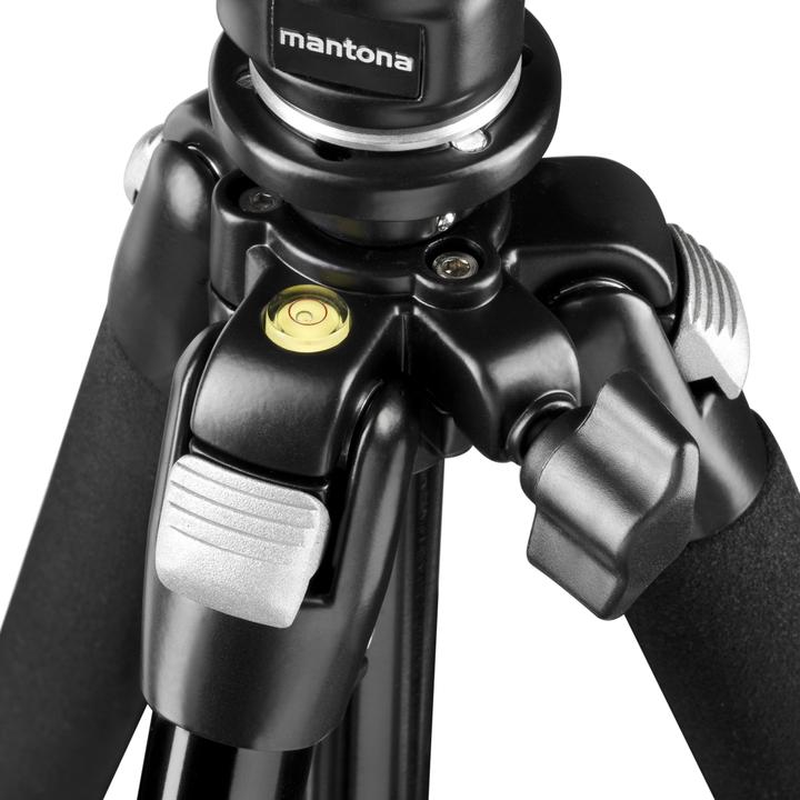 Produktbild mantona Dreibeinstativ 3/8 Zoll Arbeitshöhe=35 144 cm Schwarz Kug (Metall)