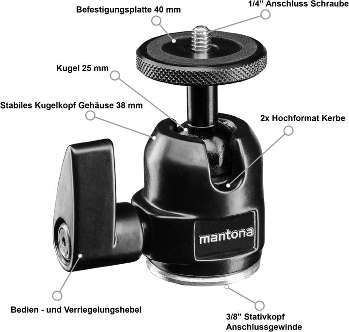 Produktbild mantona 18870 Stativ-Kugelkopf (Kugelkopf)