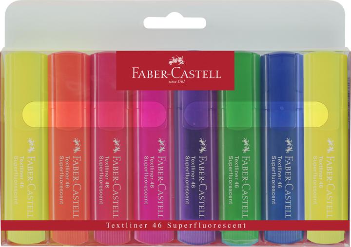 Produktbild Faber-Castell Textliner, 8er Etui fluorescent (Mehrfarbig, 1 mm, 8 x)