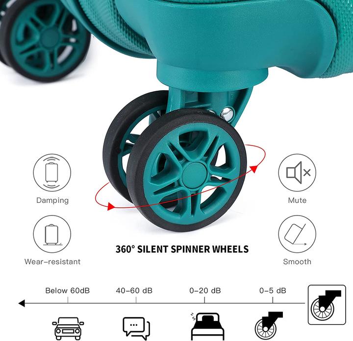 Produktbild Kono 2er Kofferset ABS Hartschalen Tuerkis (38 l, Handgepäck (bis 50l))