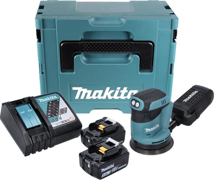 Produktbild Makita DBO 180 RTJ 18 V Akku Exzenterschleifer + 2x Akku 5,0Ah + Ladegerät + Makpac (Exzenterschleifer)