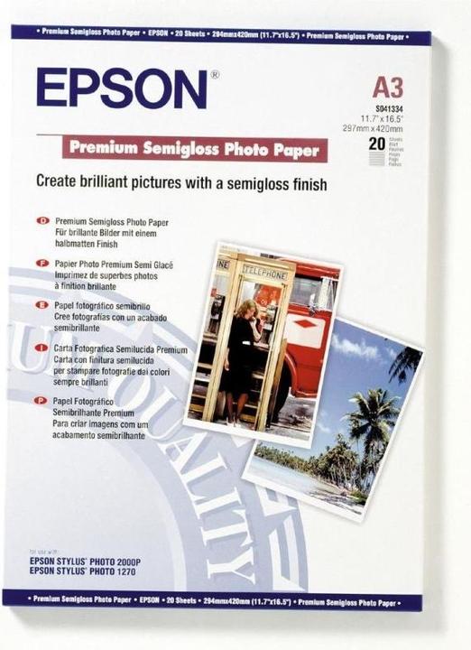 Actual product image Epson Premium Semigloss (251 g/m², A3, 20 x)