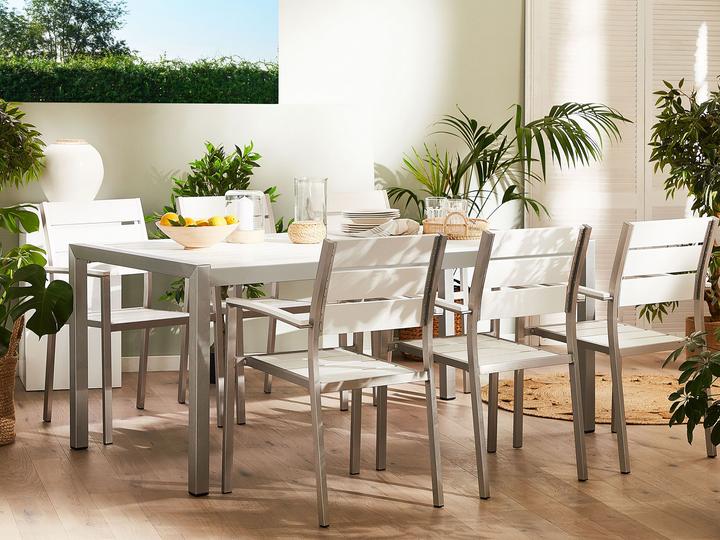 Actual product image Beliani Garden Table Aluminium White 180 x 90 cm VERNIO (90 cm)