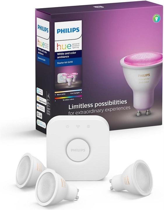 Produktbild Philips Hue White & Color Ambiance Starterset (GU10, 5.70 W, 350 lm, 3 x, G)