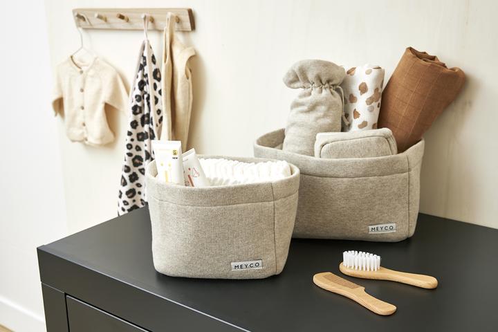 Actual product image Meyco Wrap stitch basket small Knit basic sand melange
