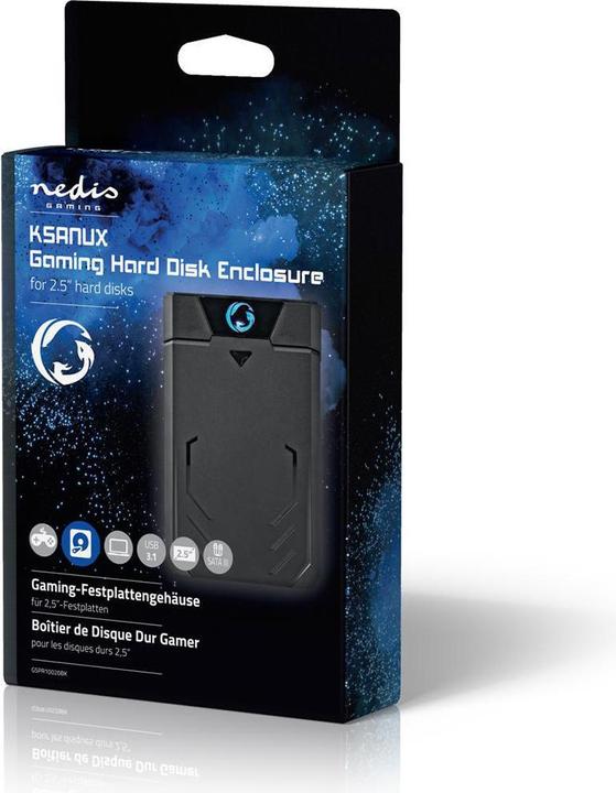 Actual product image Nedis Hard drive enclosure 2.5 inch SATA II connection USB 3.1 USB Type-A Aluminium / Plastic (2.5")