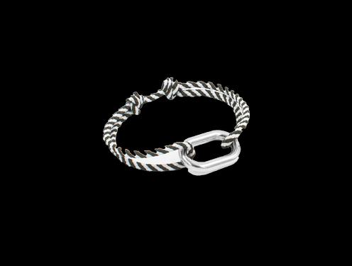 Produktbild Le vent à la française Armband Maillon 22mm - Silber / khaki & weiss (10 Mikron versilbert)