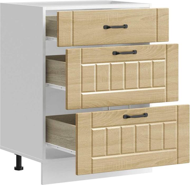 Produktbild VidaXL Küchen-Unterschrank Lucca Sonoma-Eiche Holzwerkstoff Spülenunterschrank (60 x 46 x 81.5 cm)