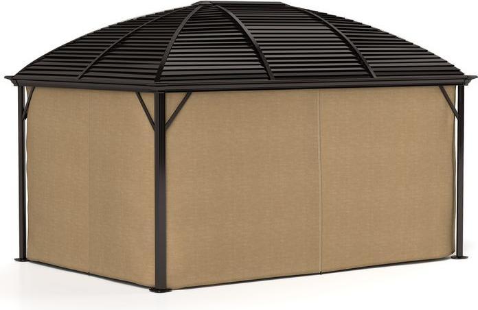 Produktbild Swisshandel24 Pavillon mit Hardtop, 4x3 m Wasserdicht Stabil Winterfest Moskitonetz, Alu, Braun (398 cm, 298 cm)