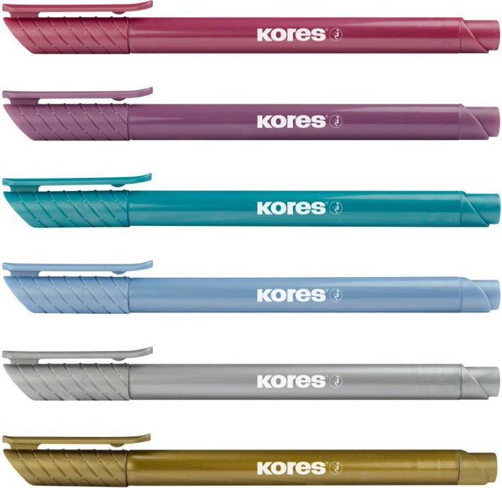 Actual product image Kores Fibre-tip marker Brush Tip Marker Metallic Style Brushpen in metallic colours, brush tip, ideal for (Assorted colours, 6 x)