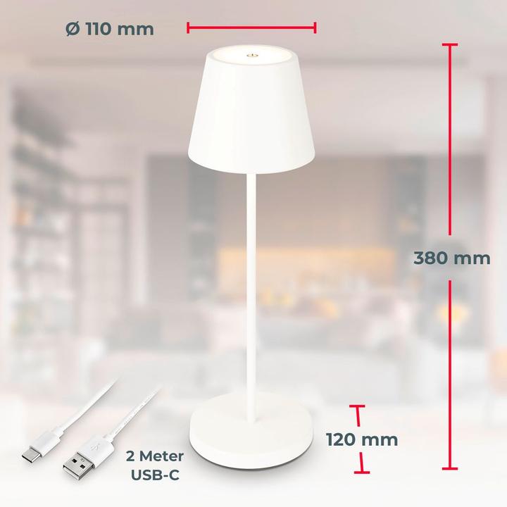 Image du produit B.K.Licht Lampe de table LED rechargeable, blanc, 1x platine LED/2,6W (240 lm)