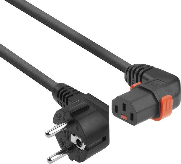 Image du produit Iec Lock 230V Powercord CEE 7/7 male(angle) to C13 (right angle) lockable, black, 2 meter (2 m)