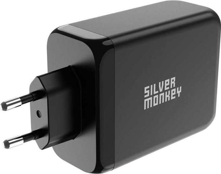 Actual product image Silver Monkey SMA153 200W GaN charger 3xUSB-C PD USB-A QC 3.0 - black (200 W)