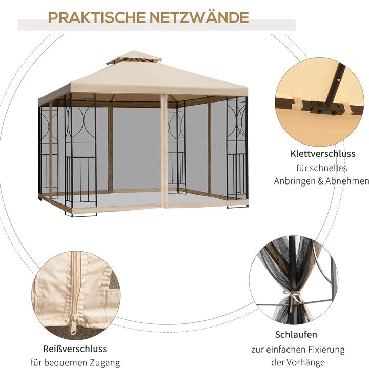 Actual product image Outsunny Pavilion with mosquito net (300 cm, 300 cm)