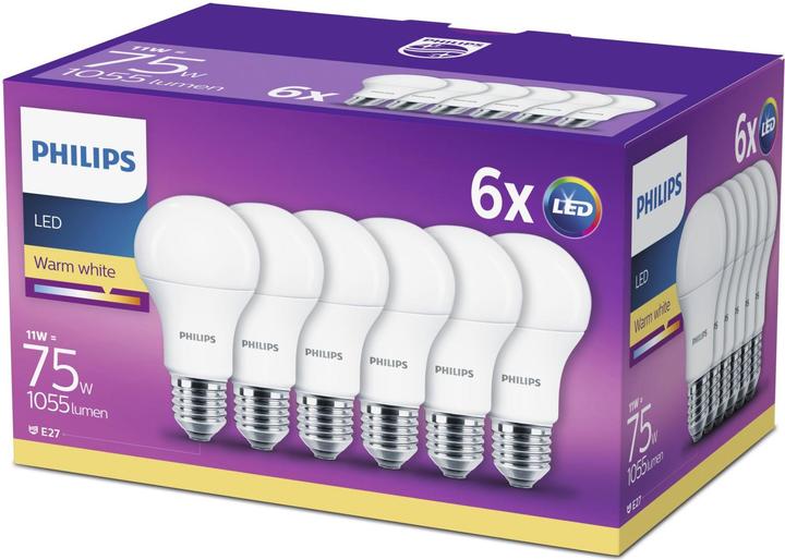 Actual product image Philips LED (E27, 11 W, 1055 lm, 6 x, F)
