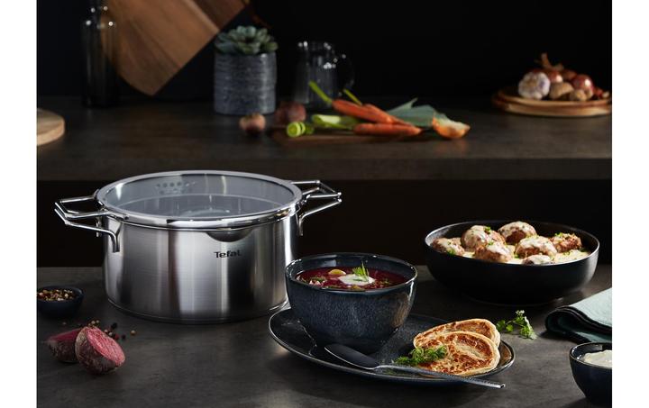 Image du produit Tefal Faitout Nordica avec couvercle 24 cm (24 cm, Casserole, Acier inoxydable)
