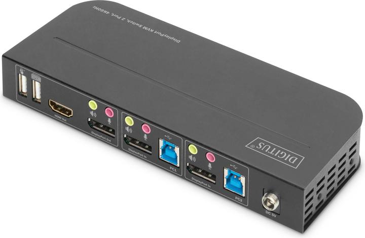 Produktbild Digitus KVM-Switch, 2-Port, 4K60Hz, 2 x DP in, 1 x DP/HDMI out