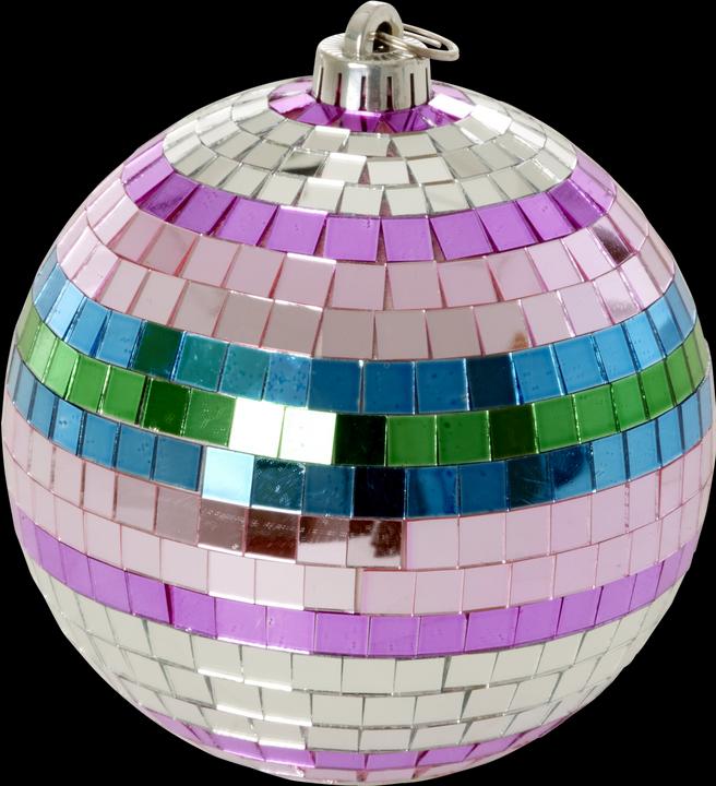 Produktbild Rice - Disco Ball with Funky Stripes - Pink, Silver, Green, Blue - Medium (15 cm)
