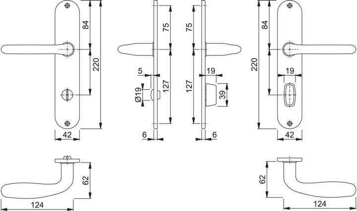 Produktbild Hoppe Langschildgarnitur Cardiff E1850Z/302 Edelstahl F69 SK/OL 78 mm DIN links / rechts (Türgarnitur)