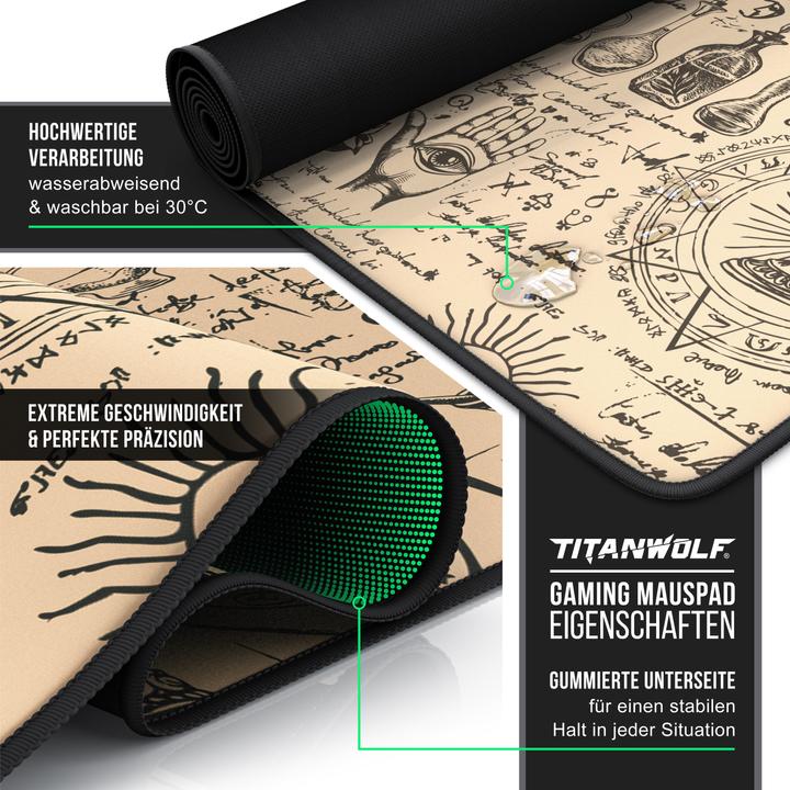 Immagine prodotto Titanwolf Tappetino per mouse da gioco, 900 x 400 mm XXL, migliora la precisione e la velocità, Alchemy (XXL)