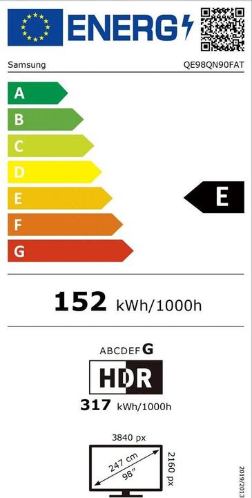 Energie-Label Samsung QE98QN90F (98", QN90F, NeoQLED, Mini-LED, 4K, 2025)