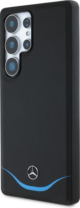 Actual product image Mercedes Leather Contrasted Blue Horizontal Curve MagSafe Case for Samsung Galaxy S25 Ultra - Black (Samsung Galaxy S25 Ultra)