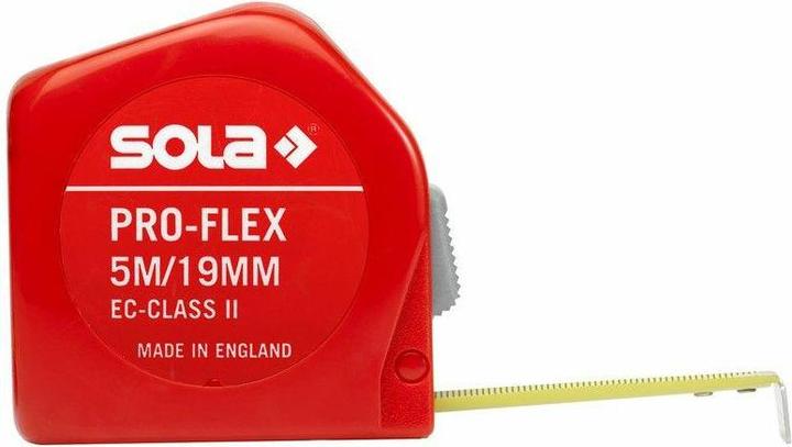 Sola Messwerkzeuge Tape measure - PRO-FLEX - 5m / 19mm - pocket tape measure with belt clip - steel tape, yellow