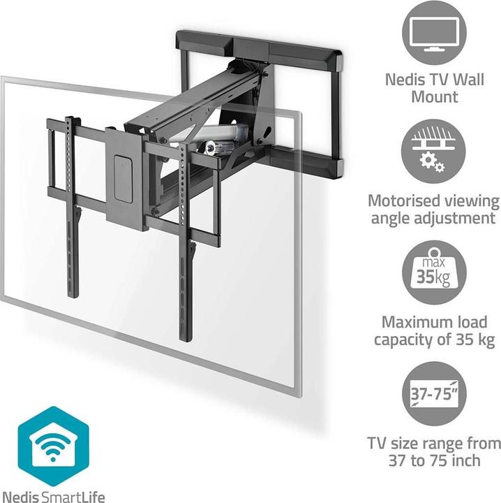 Immagine prodotto Nedis Supporto a parete per TV motorizzato - 37-75" - peso massimo dello schermo supportato: 35 kg - (Muro, 75", 35 kg)