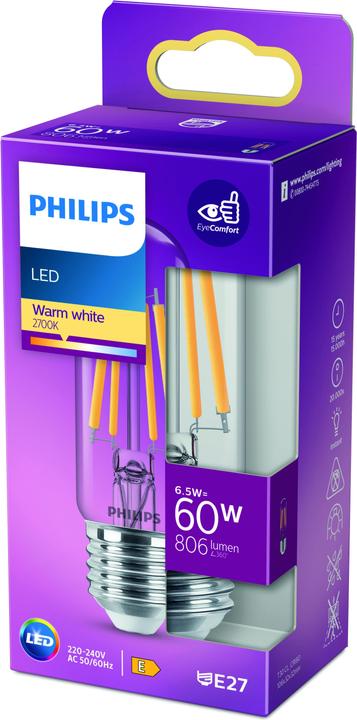 Actual product image Philips transparent (E27, 6.50 W, 806 lm, 1 x, E)