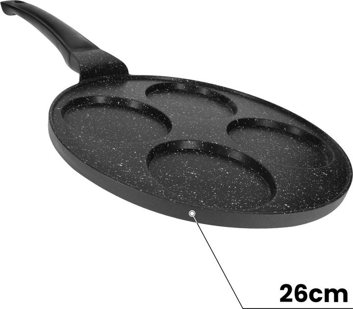 Produktbild Cheffinger Pfannkuchenpfanne 26 cm für 4 Personen Marmorbeschichtet mit ergonomischem Griff (26 cm, Crêpe Pfanne)