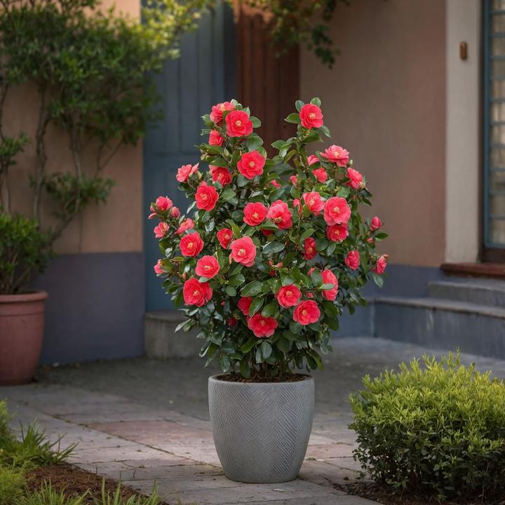Actual product image Plant in a Box Camellia japonica Lady Campbell - Japanese rose (50 cm)