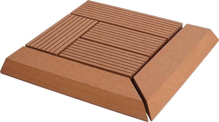 Immagine prodotto Swisshandel24 Piastrella per pavimento angolare WPC Rodano + Finitura, Terrazza effetto legno, 30x30cm Premium (1 x, 30 x 30 cm)