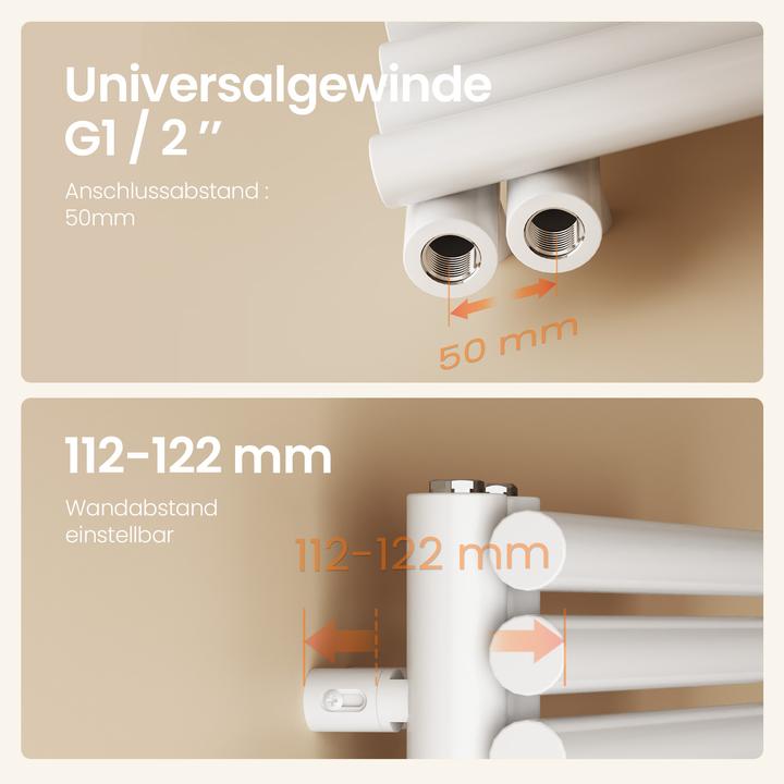 Actual product image Emke Towel radiator 1660×600mm with side connection, bathroom radiator, towel rail, towel warmer in