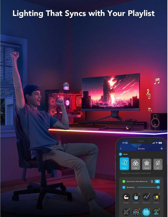 Immagine prodotto Govee Tavolo da gioco neon a strisce LED (RGBIC, 300 cm, Interno)