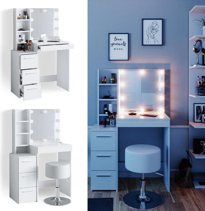 Actual product image Vicco Meryl with stool and lighting (80 x 40 x 127 cm)