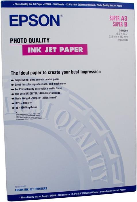 Actual product image Epson Photo Quality Ink Jet Paper, 100 sheets (102 g/m², A3+, 100 x)