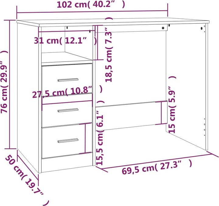 Actual product image VidaXL Damion (102 x 50 x 76 cm)