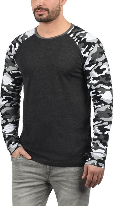 Actual product image Solid Cajus Men's Camouflage Long Sleeve T-Shirt Top With Crew Neck Made Of 100% Cotton With Pattern (M)