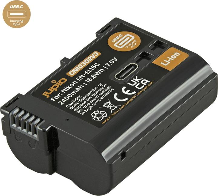 Actual product image Jupio Nikon EN-EL15C USB-C (Rechargeable battery)