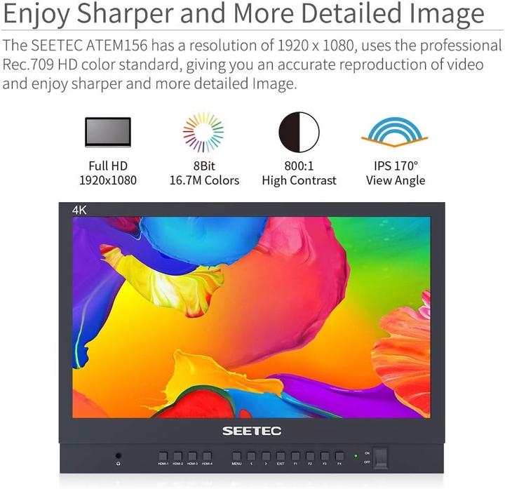 Actual product image Feelworld SEETEC ATEM156 15.6 inch live streaming broadcast director monitor (15.60")