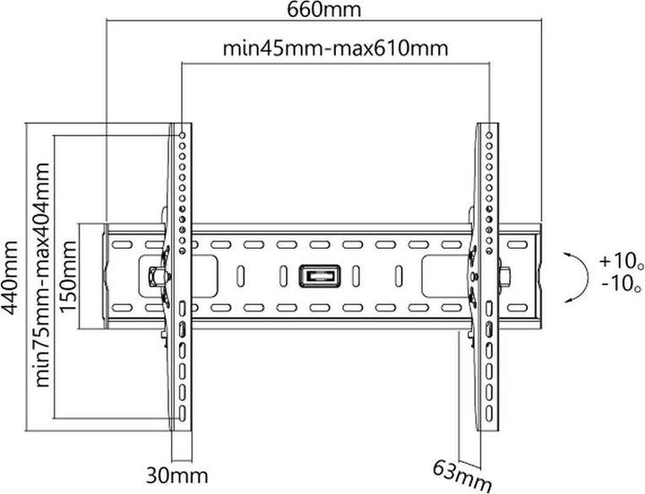 Actual product image Xantron TV wall mount tiltable (Wall, 70", 75 kg)
