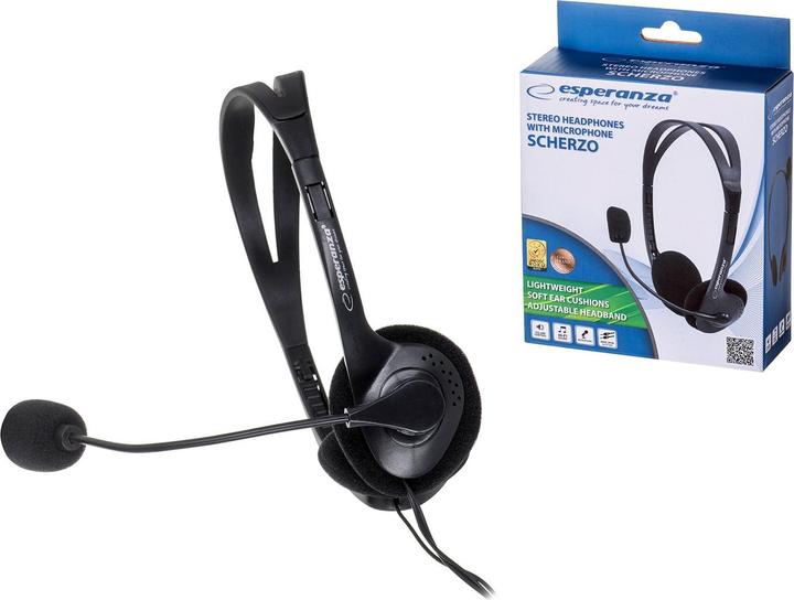 Produktbild Esperanza EH102 Kopfhörer & Headset Kabelgebunden Kopfband Anrufe/Musik Schwarz (Kabelgebunden)