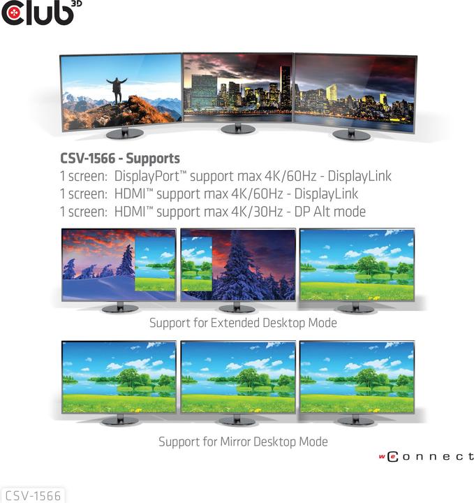 Produktbild Club 3D CSV-1566 (USB-C, 4 Ports)