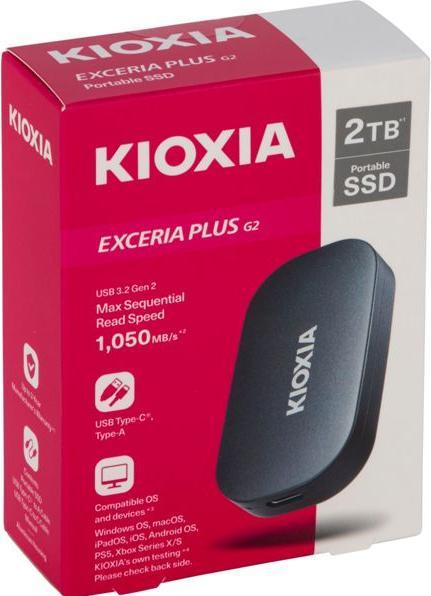 Image du produit Kioxia EXCERIA PLUS G2 2000GB Portable SSD USB 3.2 Gen2 Type C (2000 Go)