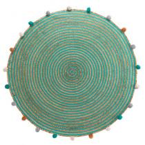 Actual product image Douceur D'intérieur round rug + pompoms, diameter 90 cm, plain jute + (90 x 90 x 0.5 cm)