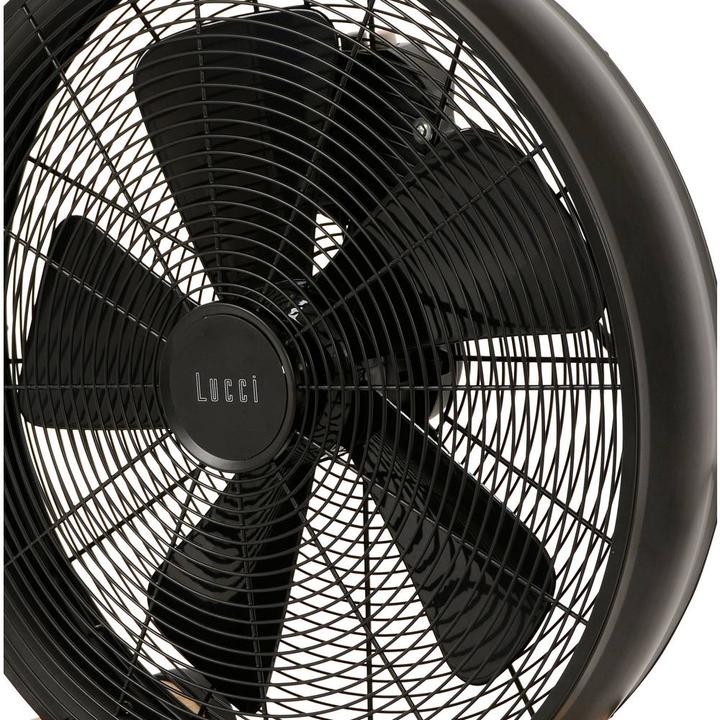 Actual product image EMZ Designer floor fan with wooden feet, HxWxD 480 x 460 x 190 mm, black. (53 dB)