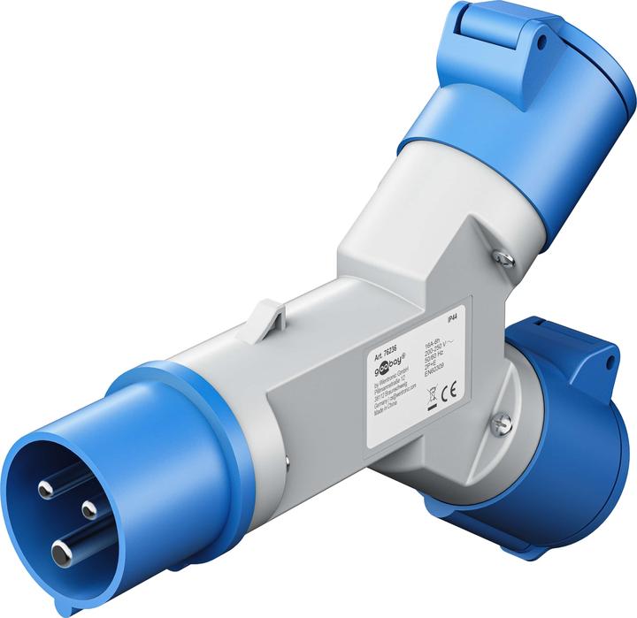 Image du produit Goobay CEE-Adapter, CEE-Stecker auf 2x CEE-Kupplung (CEE 7/3, CEE)