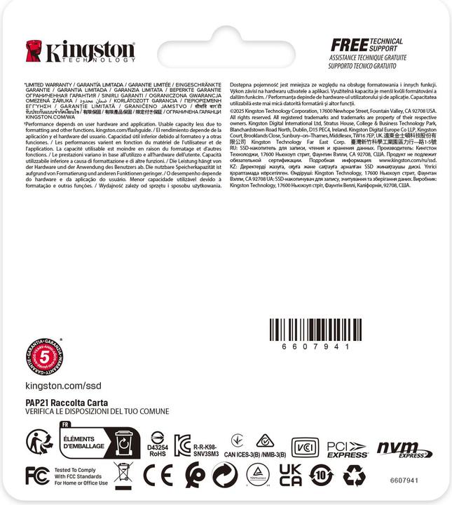Actual product image Kingston NV3 (2000 GB, M.2 2230)